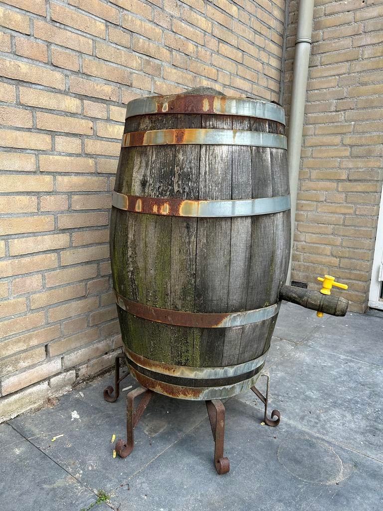 Vintage Retro Regenton Wijnvat met Kraantje, Tuin en Terras, Regentonnen, Ophalen, Gebruikt, Met kraantje, 150 liter of meer
