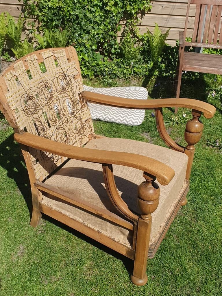 Antieke Rookstoel - Vintage Houten Fauteuil, Antiek en Kunst, Antiek | Meubels | Stoelen en Banken, Ophalen
