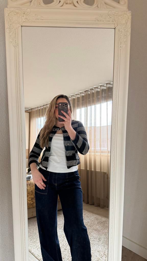 Rinascimento gestreept jasje met knopen, Kleding | Dames, Jassen | Zomer, Zo goed als nieuw, Maat 36 (S), Zwart, Ophalen of Verzenden