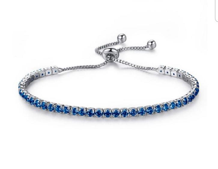 Tennisarmband, Sieraden, Tassen en Uiterlijk, Armbanden, Nieuw, Zilver, Blauw, Ophalen of Verzenden