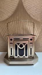 Art Deco Theelicht met Origineel Rood Glas- jaren 1920/30s, Ophalen of Verzenden