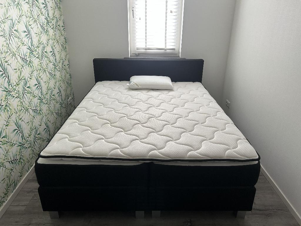 Boxspring 160x200cm, Ophalen, Gebruikt, Zwart, Tweepersoons