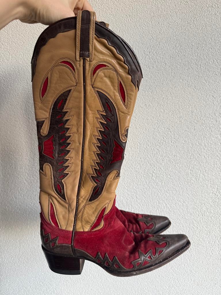 Sendra donker rode western stijl echt leren laarzen, Hoge laarzen, Sendra, Ophalen of Verzenden, Zo goed als nieuw