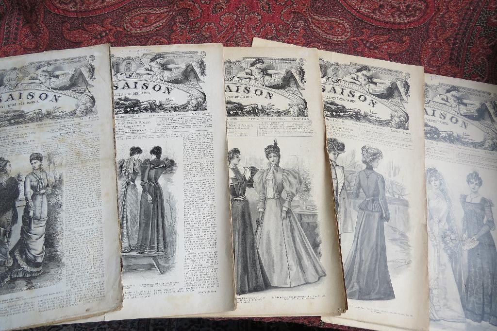 antieke mode bladen LA SAISON 1878-1901 met kleding patronen, Boeken, Mode, Gelezen, Mode algemeen, Ophalen of Verzenden