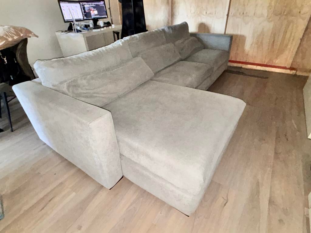 Comfortabele grijze hoekbank - Zo goed als nieuw, 250 tot 300 cm, 100 tot 125 cm, Hoekbank, Ophalen of Verzenden