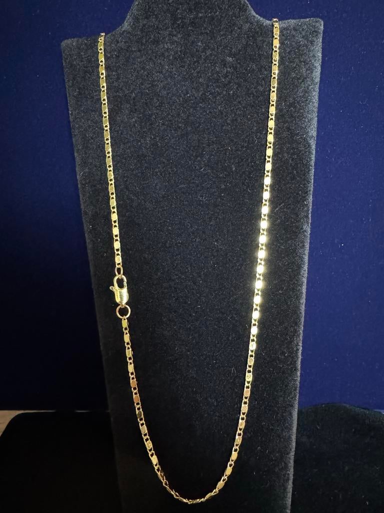 18k Vergulde gouden Ketting - 55 cm. Schakel 2 mm breed, Ophalen of Verzenden, Nieuw, Goud, Overige materialen