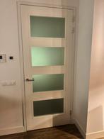 Rechtsdraaiende witte stompe deur met matglas, Svedex, Ophalen, 80 tot 100 cm, 215 cm of meer, Binnendeur