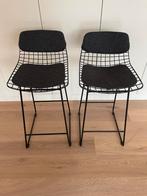 2 HK Living barkrukken zwart met grijze kussens, Ophalen, Gebruikt, Met voetsteun, 60 tot 90 cm