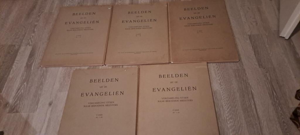 Beelden uit de Evangelien 5x mappen verzam. etsen rond 1900, Boeken, Atlassen en Landkaarten, Gelezen, Overige gebieden, Overige typen