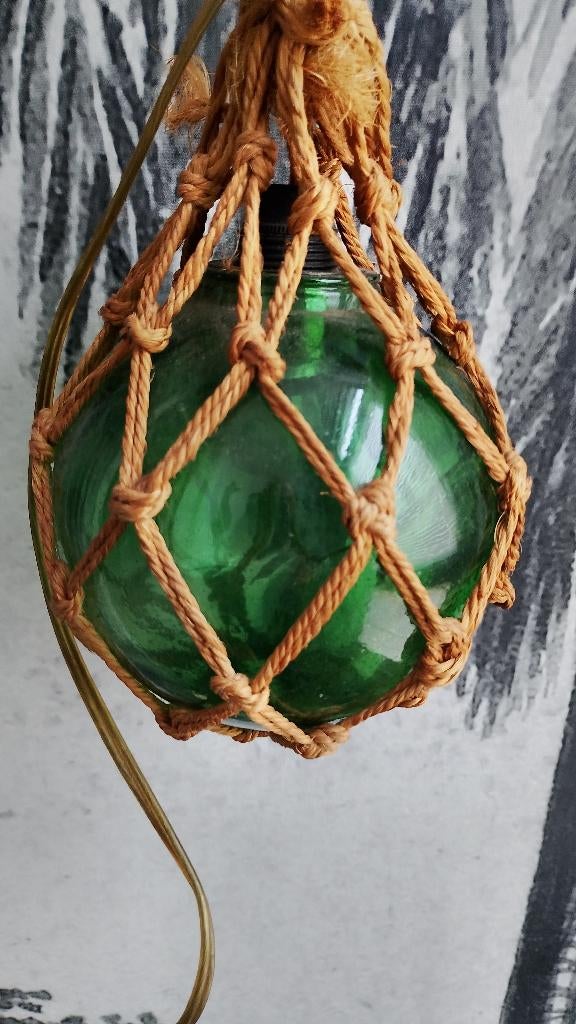 Vintage nautische macrame visnet drijver lamp, Ophalen of Verzenden