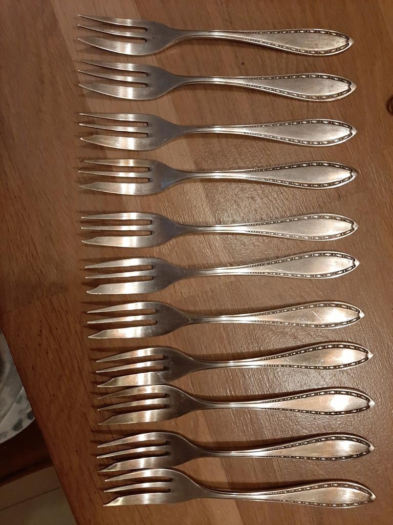 Set van 12 Wellner AWS verzilverde vorken, Antiek en Kunst, Ophalen of Verzenden