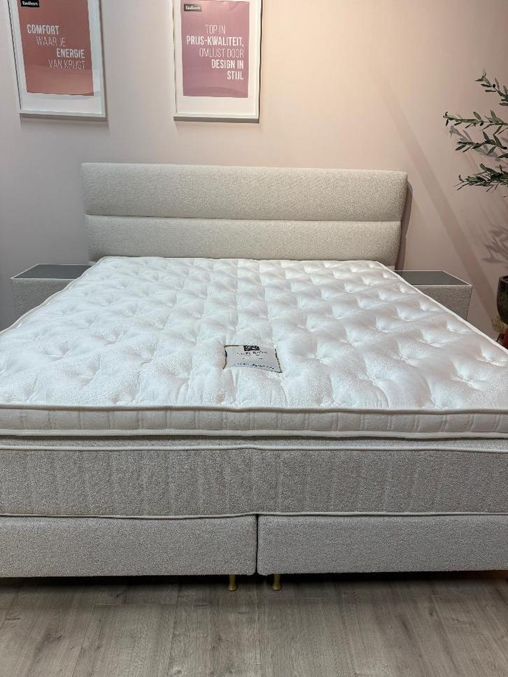 Serta Luxe Boxspring Ligne, Huis en Inrichting, Slaapkamer | Boxsprings, Nieuw, 180 cm, 200 cm, Tweepersoons, Wit, Crème, Ophalen of Verzenden