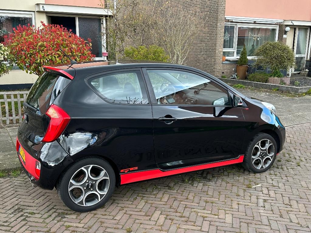 Kia Picanto 1.2 Cvvt 3-DRS 2012 Zwart 86pk airco, Auto's, Kia, Zwart, 4 cilinders, 400 kg, Zwart