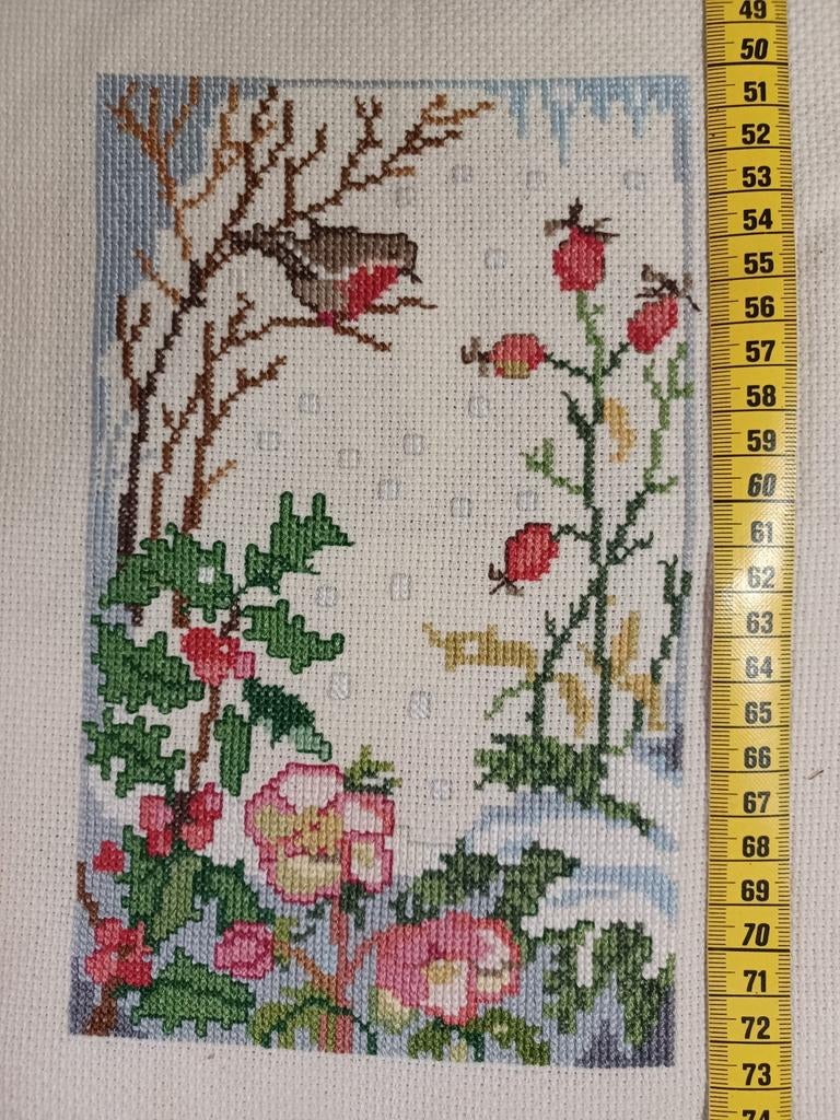 Borduurwerk op ecru aida met dmc zijde, Ophalen of Verzenden, Borduurgaren of Zijde