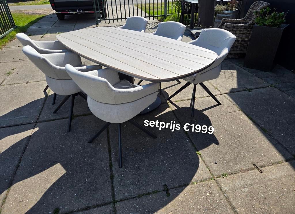 SUPER LUXE TUINSET ALL WEATHER SET DRAAIBARE DININGSTOELEN, Tuin en Terras, Tuinmeubel-accessoires, Ophalen, Nieuw