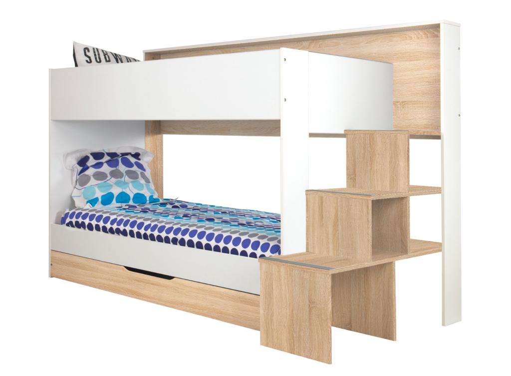 Teotea stapelbed - Wit/eikenkleur