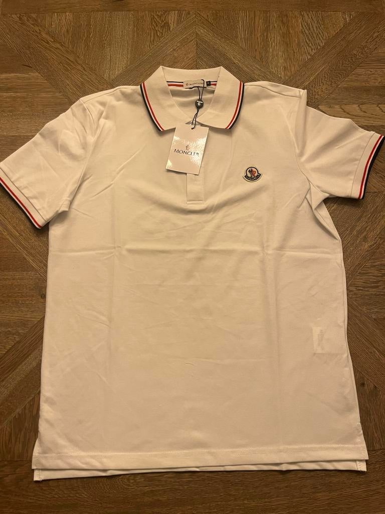 Nieuwe Moncler polo wit met logo, Kleding | Heren, T-shirts, Verzenden, Nieuw, Maat 48/50 (M), Wit