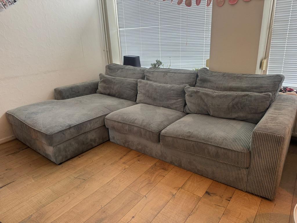 Grote Hoekbank (rechts) grijs/blauw - Gebruikt, Ophalen, Gebruikt, Hoekbank, Stof