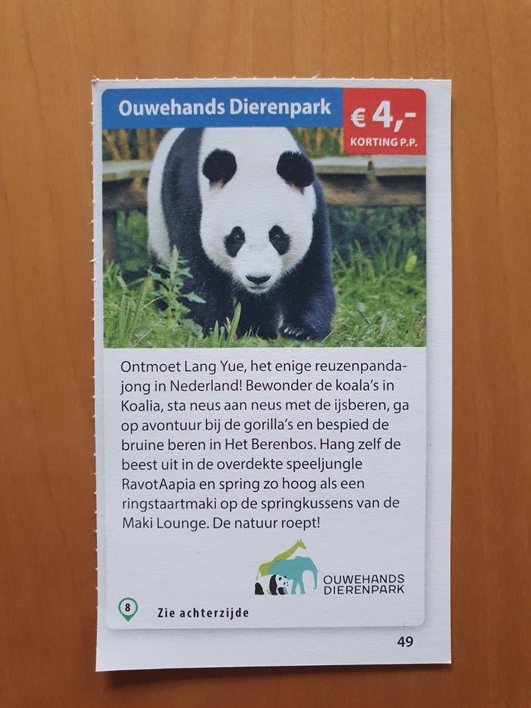 Ouwehands Dierenpark €4,- korting p.p. maximaal 5 personen, Tickets en Kaartjes, Drie personen of meer, Kortingskaart