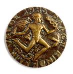 Oorlogspenning Pieter Starreveld Daagt eindelijk vrede 1945, Postzegels en Munten, Ophalen of Verzenden, Brons, Nederland