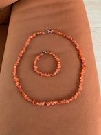 Vintage carneool set ketting en armband warm oranje rood, Sieraden, Tassen en Uiterlijk, Kettingen, Oranje, Ophalen of Verzenden