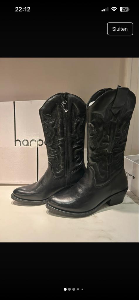Zwarte leren cowboy laarzen NIEUW, Hoge laarzen, Zwart, Nieuw, Ophalen of Verzenden