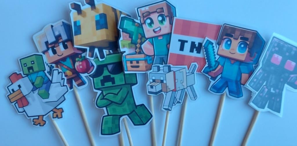 Minecraft traktatie prikker, Ophalen of Verzenden, Nieuw, Versiering, Verjaardag