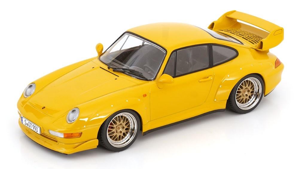 1:18 Porsche 911 (993) GT2 1996 Geel - BBS velgen NIEUW!, Hobby en Vrije tijd, Modelauto's | 1:18, Overige merken, Auto, ., Nieuw