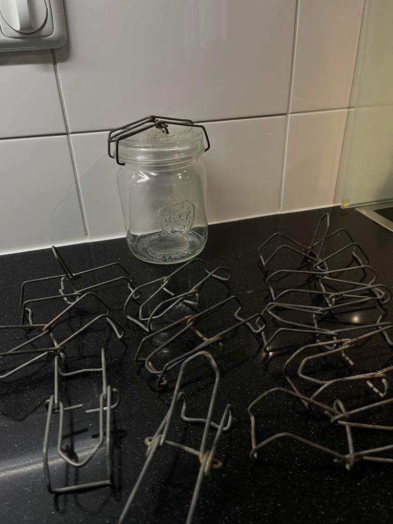 Klemmen voor oude weckpotten, Huis en Inrichting, Keuken | Potten en Pannen, Ophalen of Verzenden, Zo goed als nieuw, Pot, Bus of Blik