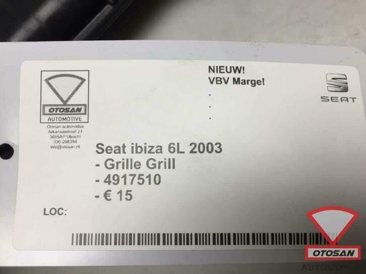 seat ibiza 6l 2003 grille grill nieuw! 4917510, Autovia A-2, Km 585 585
08760  Martorell, ES, Nieuw, Ophalen of Verzenden, SEAT S.A.