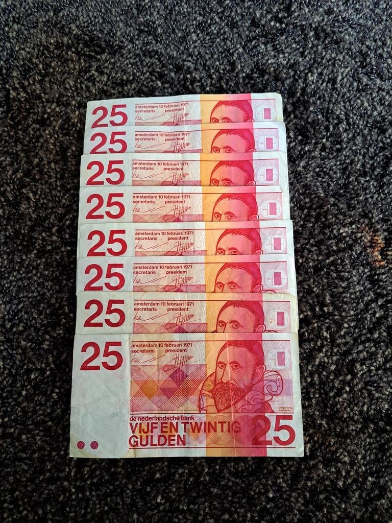 8x 25 Gulden biljetten Jan Pietersz Sweelinck 1971, Postzegels en Munten, Bankbiljetten | Nederland, Ophalen of Verzenden