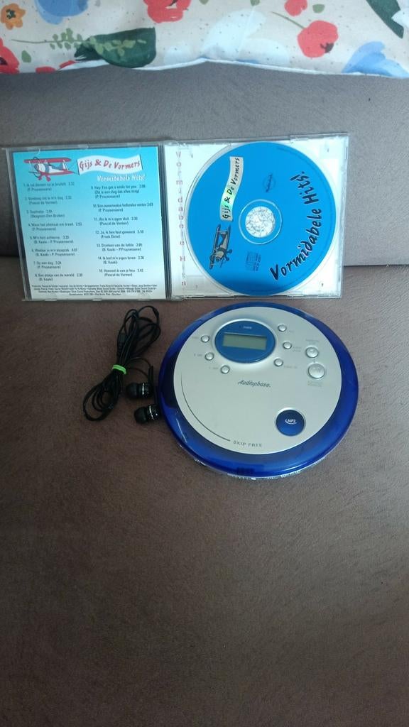 Audiophase Blauw-Zilver Discman CD-MP3-  Zo goed als, Ophalen of Verzenden, Discman