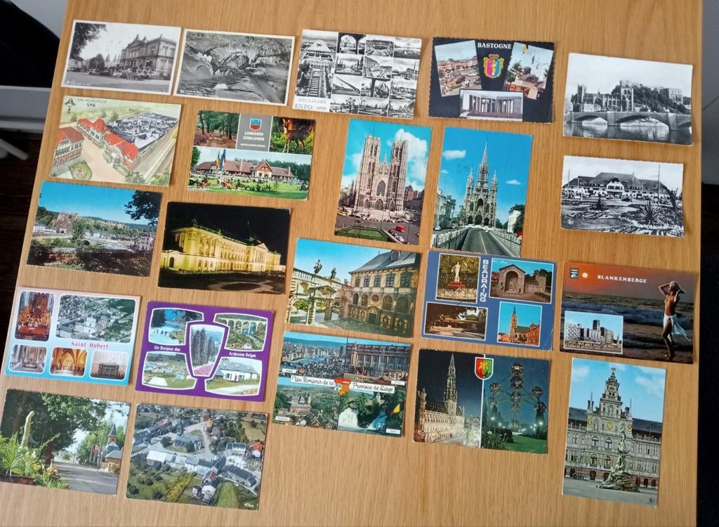 22 gelopen oude(re) ansichtkaarten België, Verzamelen, Ophalen of Verzenden, 1940 tot 1960, Gelopen, Brussel (Gewest)