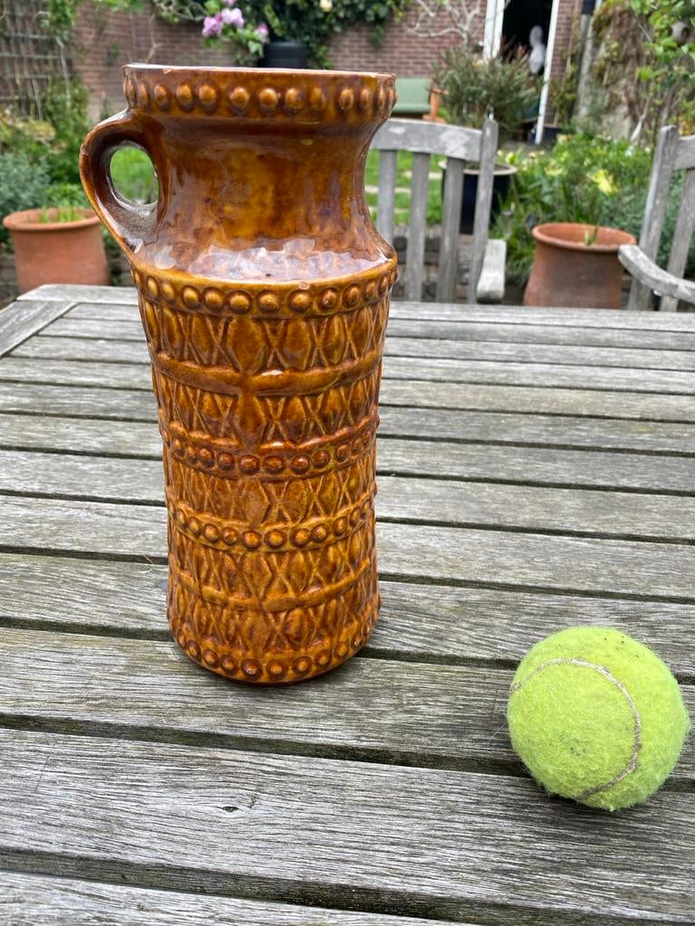 West Germany Fat Lava vaas 7141-25 bruin keramiek, Antiek en Kunst, Antiek | Vazen, Ophalen of Verzenden