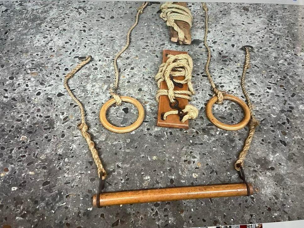 Vintage houten ringen/ schommel en rekstok, Ophalen of Verzenden, Zo goed als nieuw