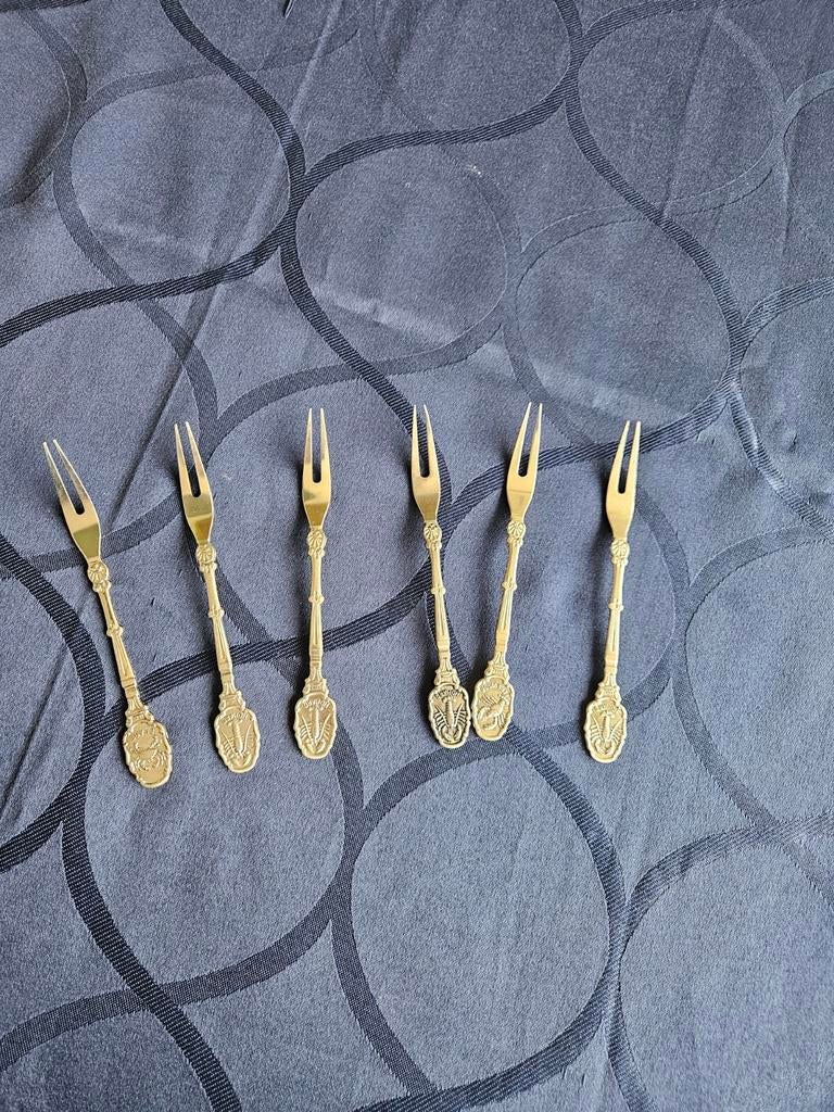 Set van 6 vintage kreeft/krab vorkjes, Ophalen of Verzenden