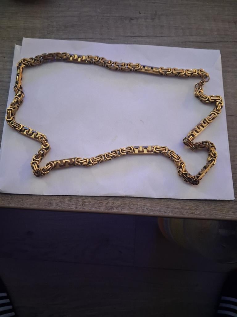 Goudkleurige Koningsketting 70 cm - Verkleurt niet, Sieraden, Tassen en Uiterlijk, Kettingen, Ophalen of Verzenden