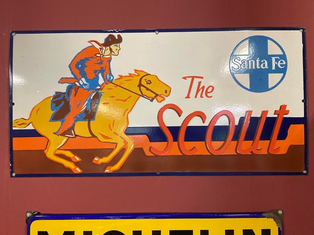 Emaille bord Santa Fe 'The Scout' - Treinreclame Amerika, Ophalen