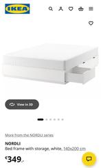 NORDLI Bed frame with storage, white, 140x200 cm, Overige materialen, Gebruikt, Wit, Tweepersoons