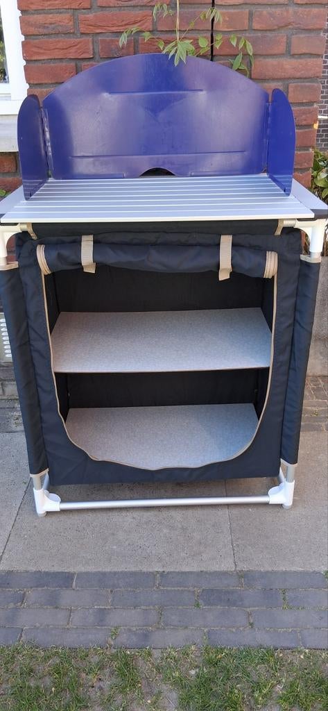 Vrijbuiter Camping Kast / Kookkast met Windscherm, Caravans en Kamperen, Ophalen, Zo goed als nieuw