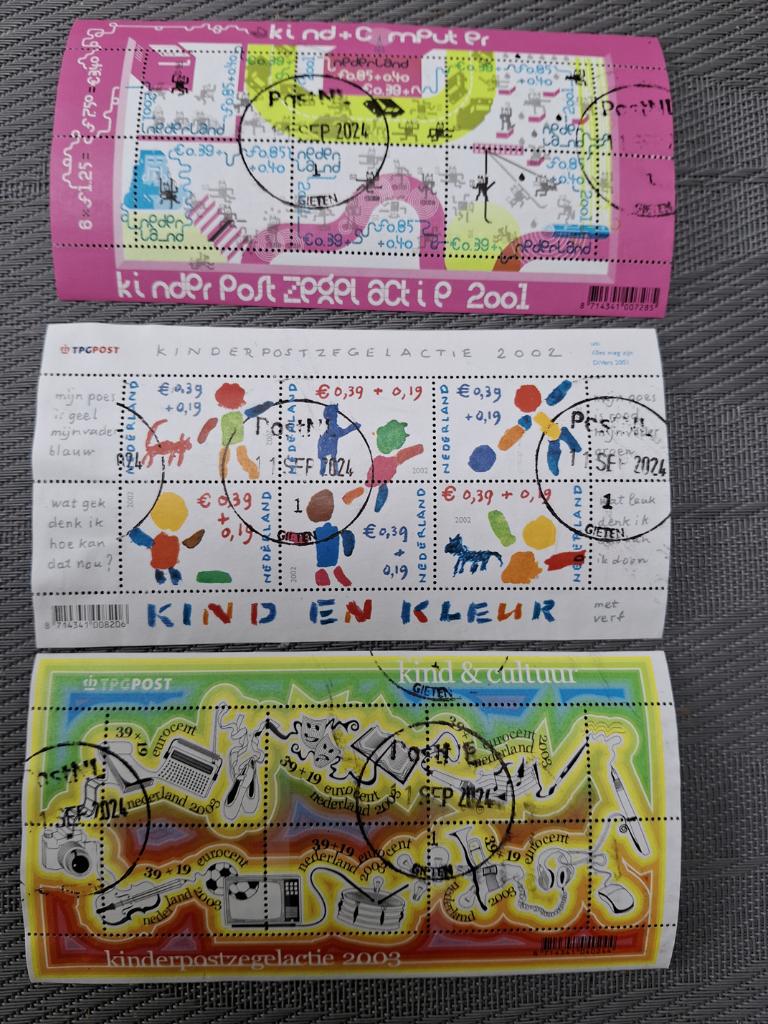 postzegel nederland velletjes 2001-2003 gestempeld, Verzenden, Gestempeld