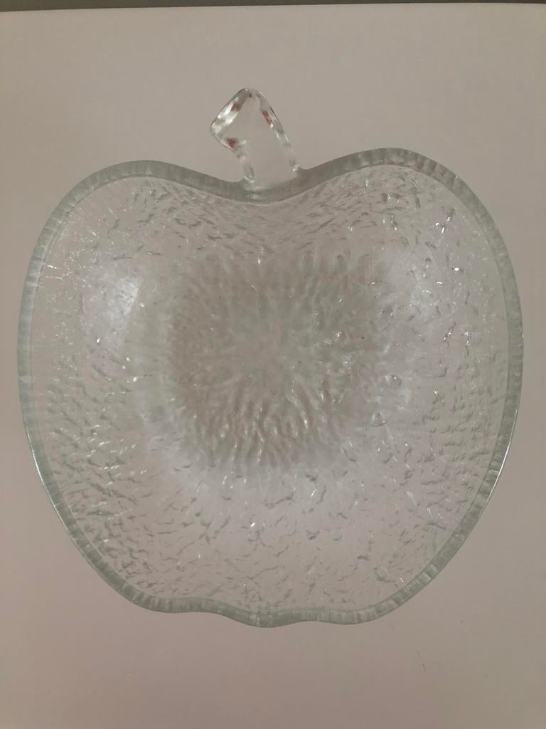 Gave vintage glazen jaten ‘70 schaal fruitschaal appel, Ophalen of Verzenden, Zo goed als nieuw, Rond, Glas