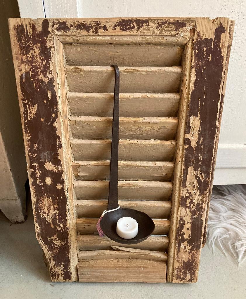 Brocante oude houten Louvre luik - luikje, Hout, Ophalen of Verzenden, Nvt, Bruin