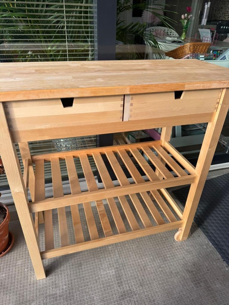 IKEA FÖRHÖJA keukentrolley van massief berkenhout, Ophalen