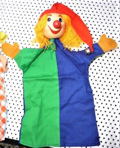 9 oude poppenkast poppen, 2 van hout als nieuw, VINTAGE 60JR, Verzenden, Zo goed als nieuw, Overige typen