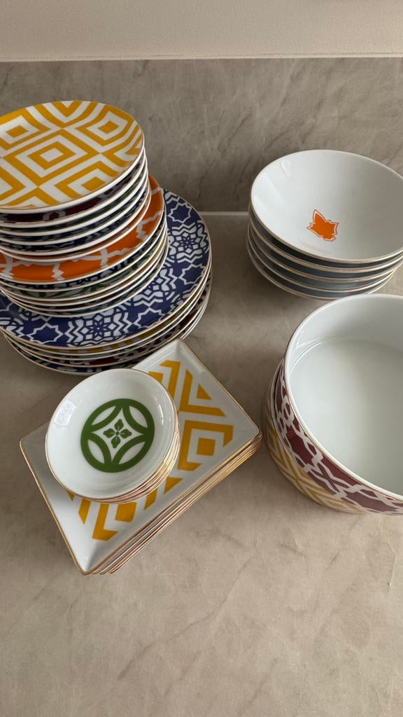 Porland Moroccan Style Serviesset – 6 Persoons – Kleurrijk, Ophalen, Zo goed als nieuw, Bord(en), Overige stijlen