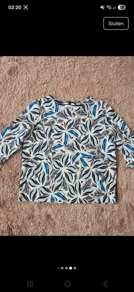 Blouse met 3/4 mouw en bladprint. Bonita, Kleding | Dames, Tops, Zo goed als nieuw, Maat 38/40 (M), Blauw, Lange mouw, Ophalen of Verzenden
