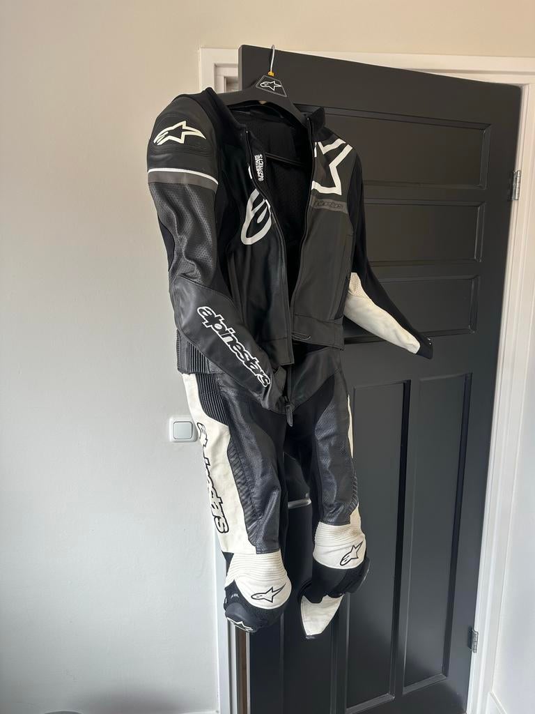 Alpinestars Motorpak Leder Zwart/Wit - Maat 48, Motoren, Kleding | Motorkleding, Ophalen, Tweedehands, Heren, Combipak