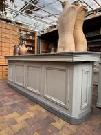 Masieve houten toonbank, panelen,grijs,ontvangstbalie, 260b, Ophalen