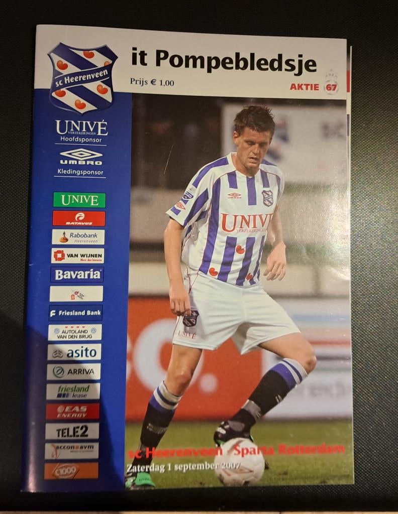 SC Heerenveen - Sparta 2007/2008, Verzamelen, Ophalen of Verzenden, Zo goed als nieuw, Overige binnenlandse clubs, Boek of Tijdschrift